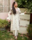 WHITE VIOLET EMB 2PC